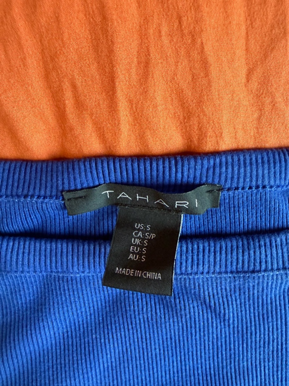 Tahari Royal Blue Ribbed 1/2 sleeve Small Women's Top - Picture 2 of 3